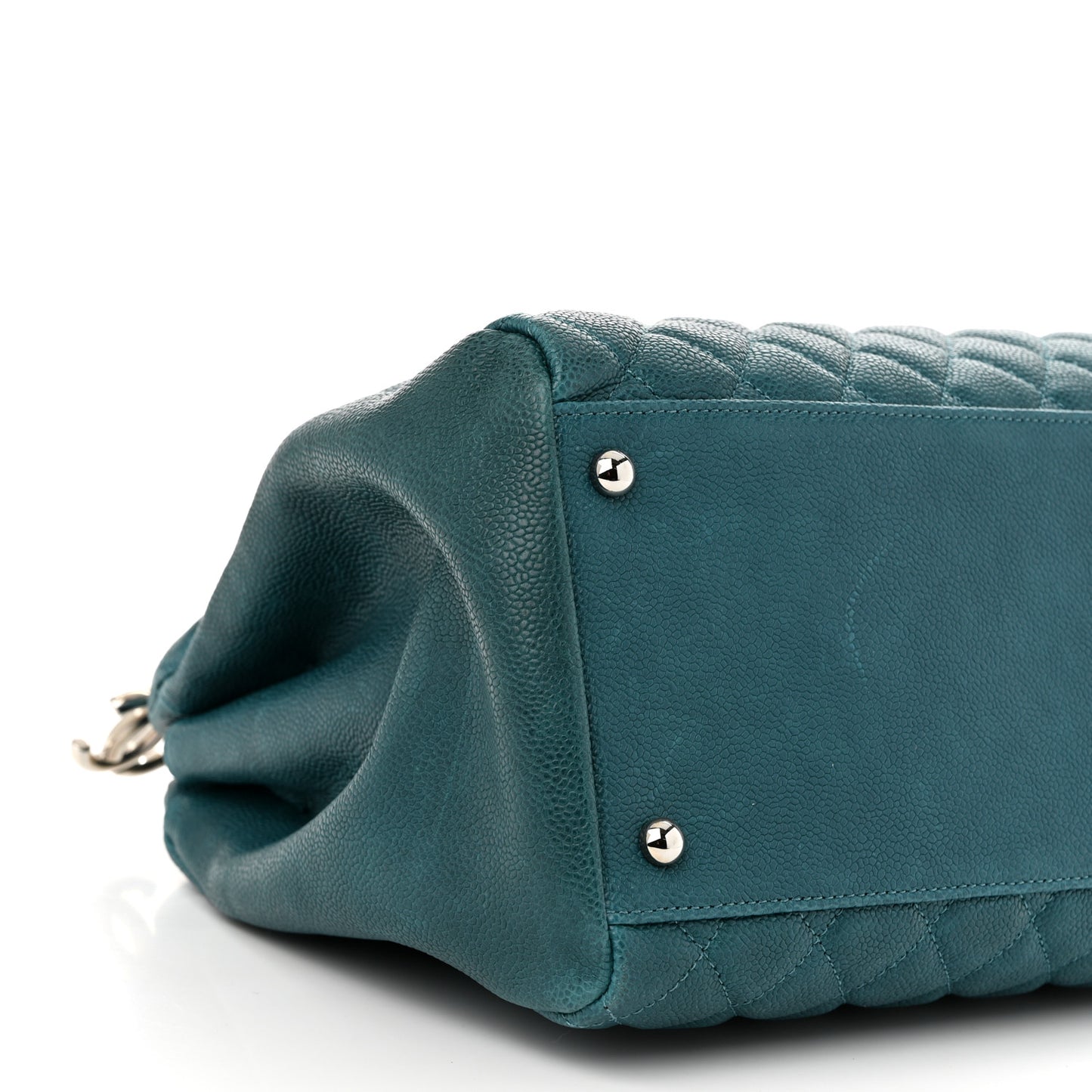 Caviar Quilted Large Just Mademoiselle Bowling Bag Turquoise