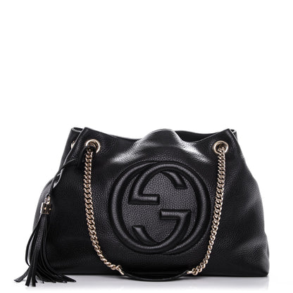 Gucci Pebbled Calfskin Medium Soho Chain Shoulder Bag Black 1 of 7
