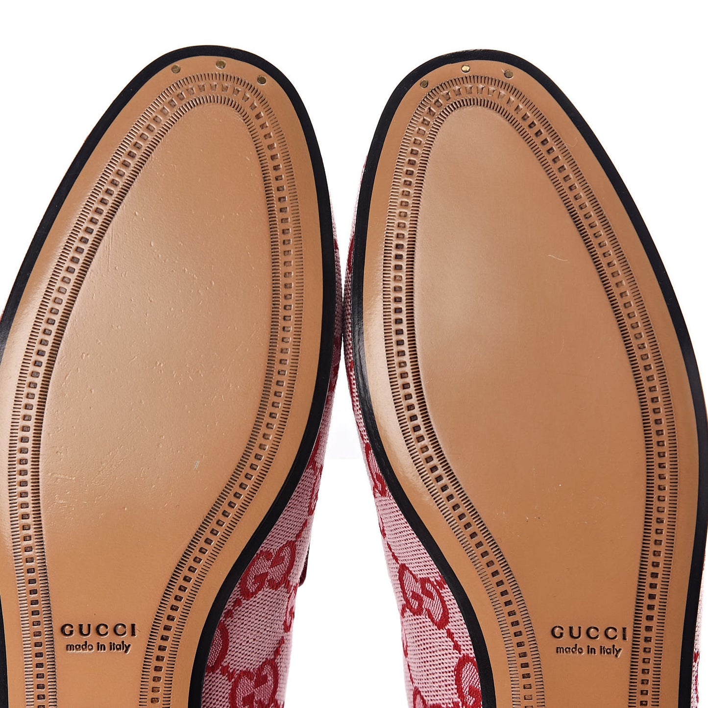 Canvas GG Monogram Horsebit Womens Jordaan Loafers 36.5 Gardenia Hibiscus Red