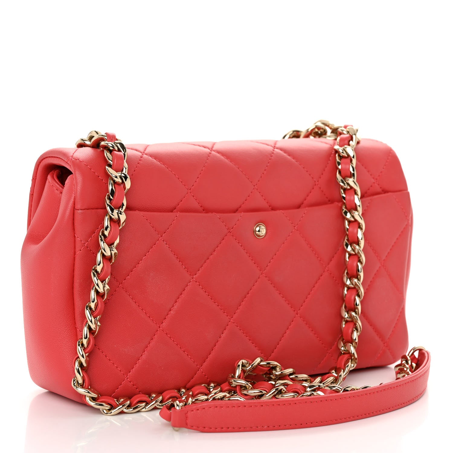 Chanel Lambskin Quilted Resin Bi-Color Chain Flap Bag Red 3 of 11