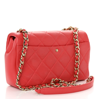 Chanel Lambskin Quilted Resin Bi-Color Chain Flap Bag Red 3 of 11