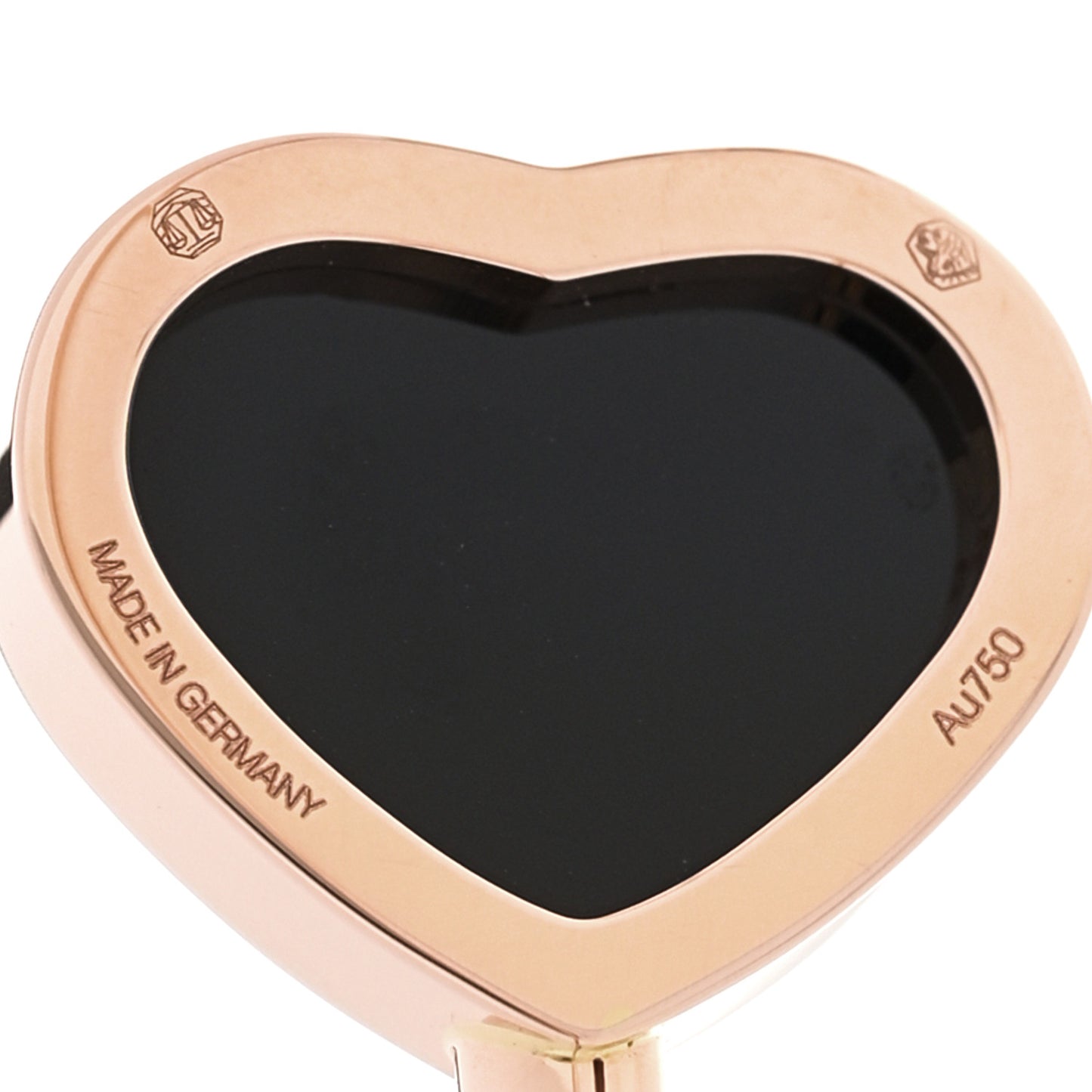 18K Rose Gold Diamond Black Onyx Happy Hearts Bangle Bracelet