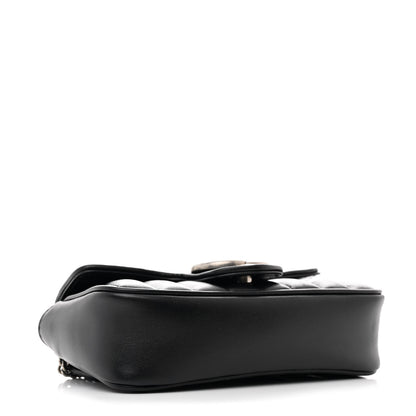 Gucci Calfskin Matelasse Aria Super Mini GG Marmont Shoulder Bag Black 4 of 11