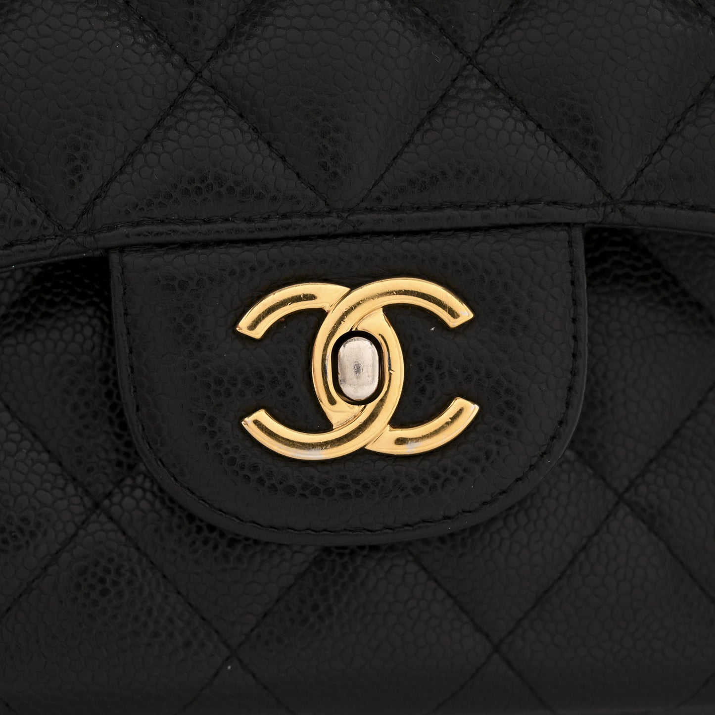 Caviar Quilted Jumbo Double Flap Black