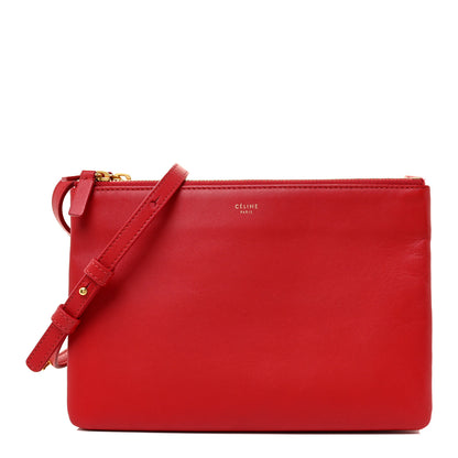 Celine Lambskin Small Trio Crossbody Bag Red 1 of 12