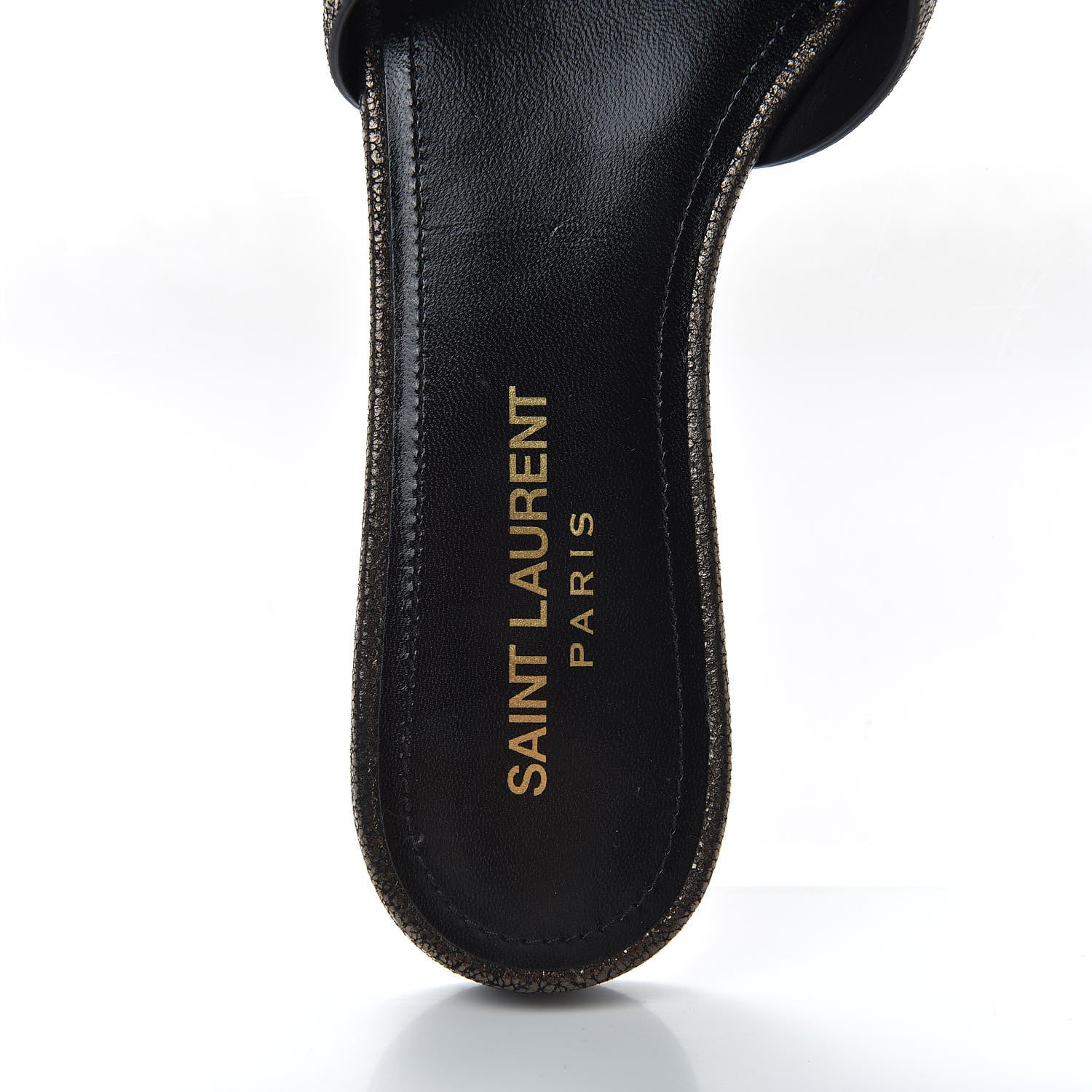 Saint Laurent Metallic Crackled Calfskin Nu Pied 05 Slide Sandals 36 Black Gunmetal 8 of 10