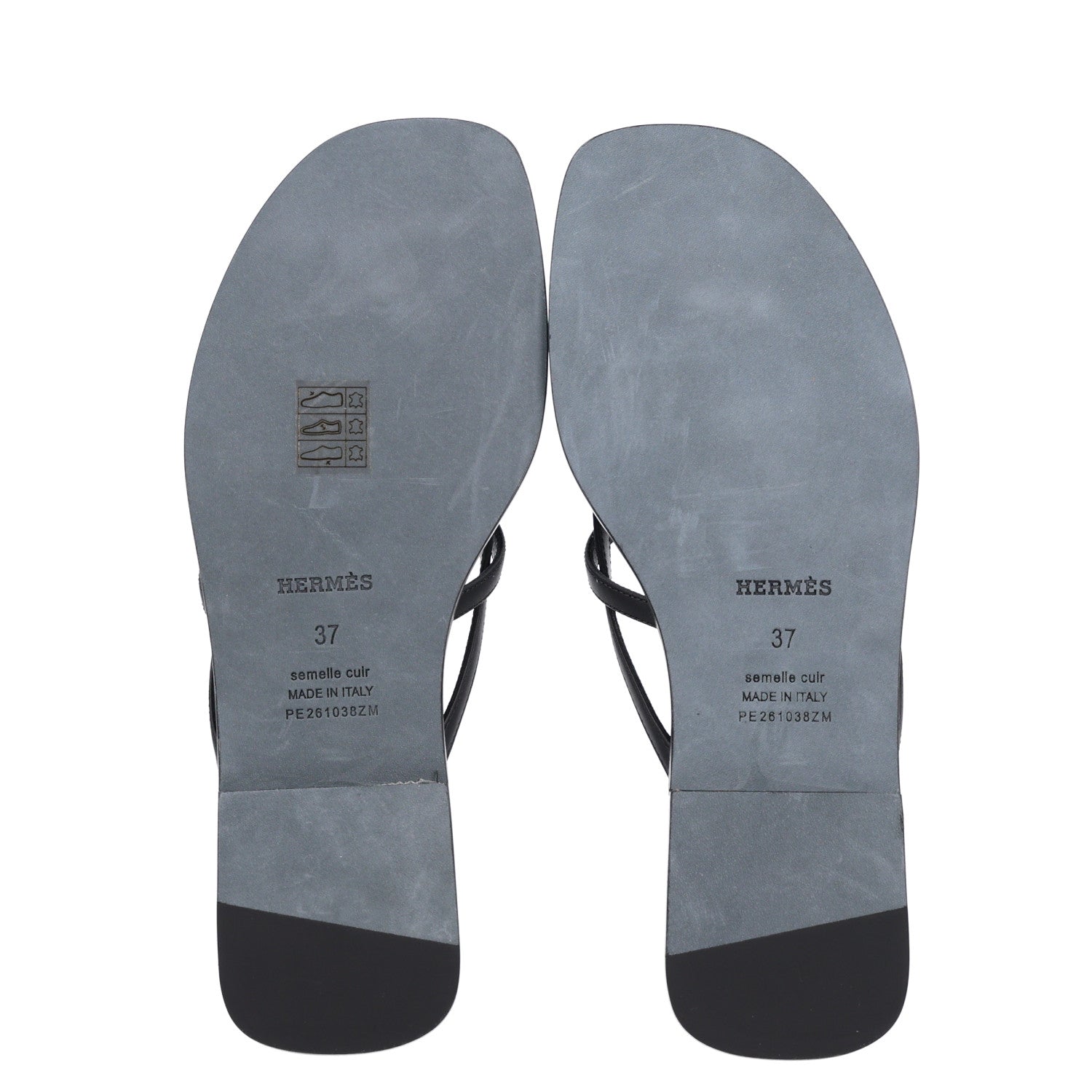 Hermes Calfskin Miss Sandals 37 Black 6 of 8