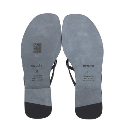 Hermes Calfskin Miss Sandals 37 Black 6 of 8