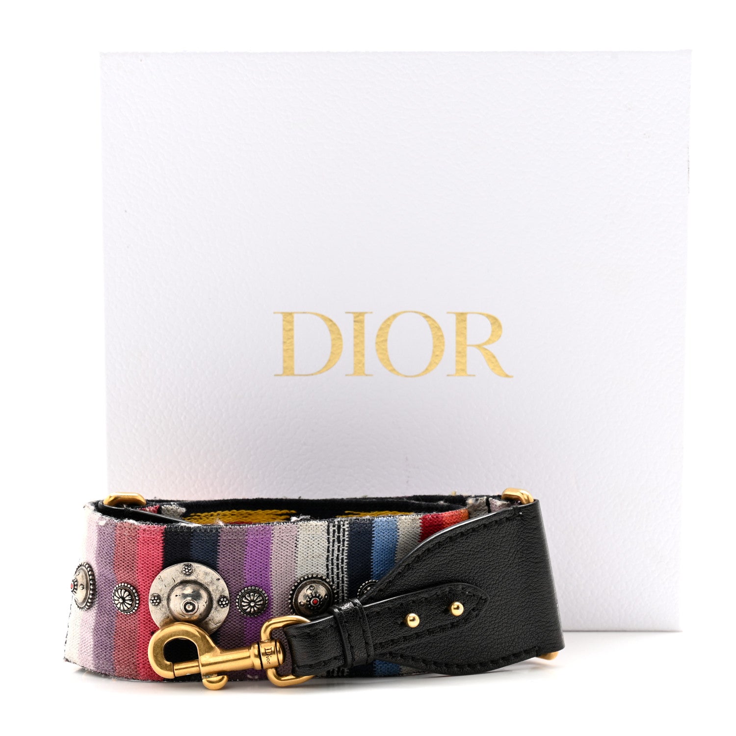 Christian Dior Canvas Embroidered Studded Rainbow Shoulder Strap 8 of 8