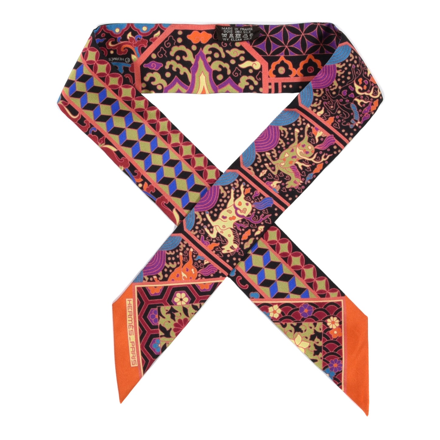 Silk Collections Imperiales Twilly Orange Fuchsia Black