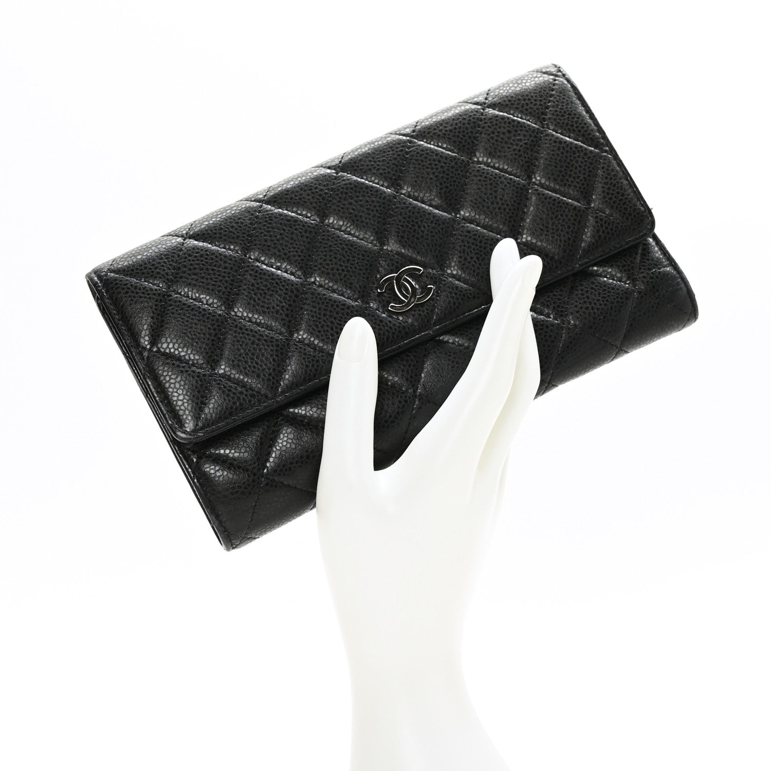 Chanel Caviar Quilted Large Flap Wallet Black 2 of 7