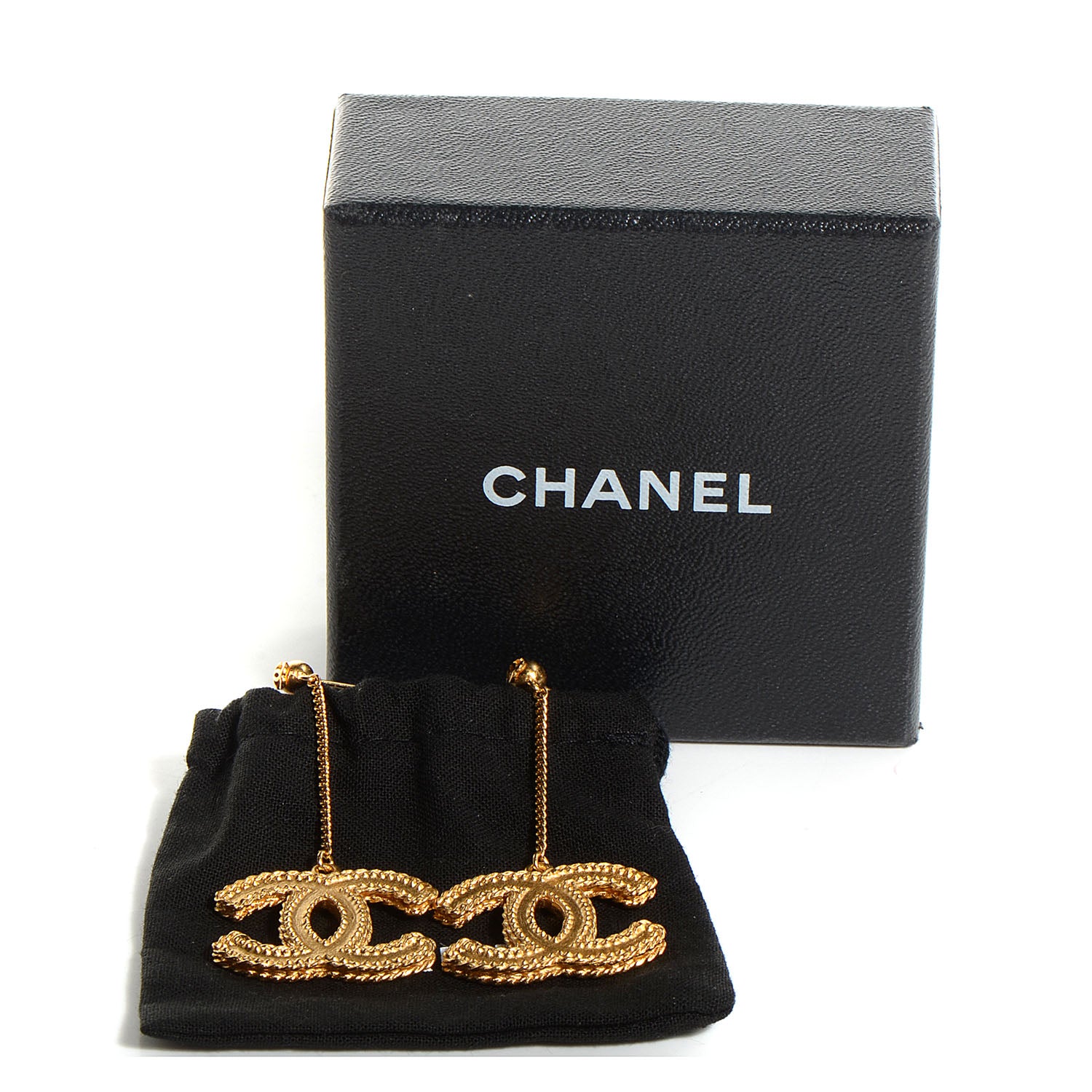 Chanel CC Drop Earrings Matte Gold 4 of 6
