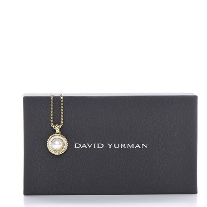 David Yurman Sterling Silver Diamond Pearl 8mm Crossover Pendant Necklace 10 of 10