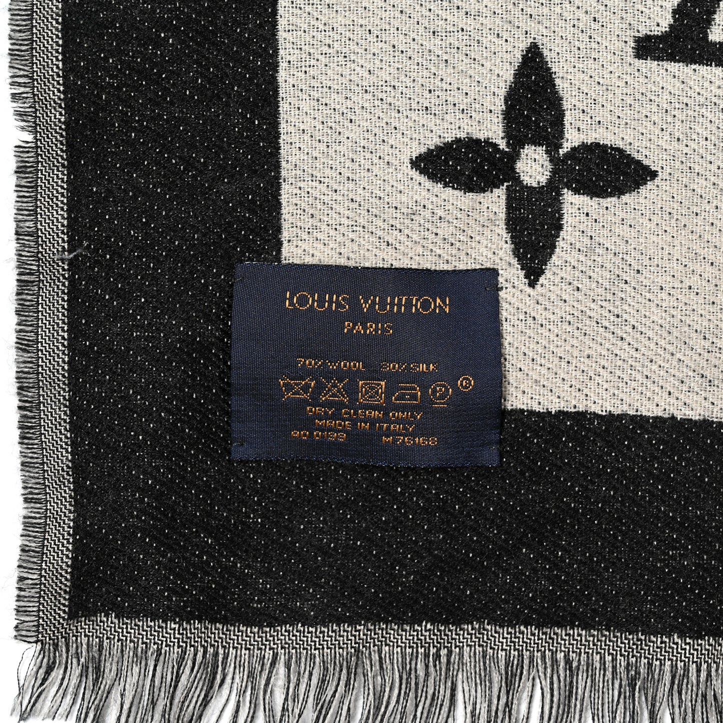 Silk Wool Monogram Miss LV Stole Black