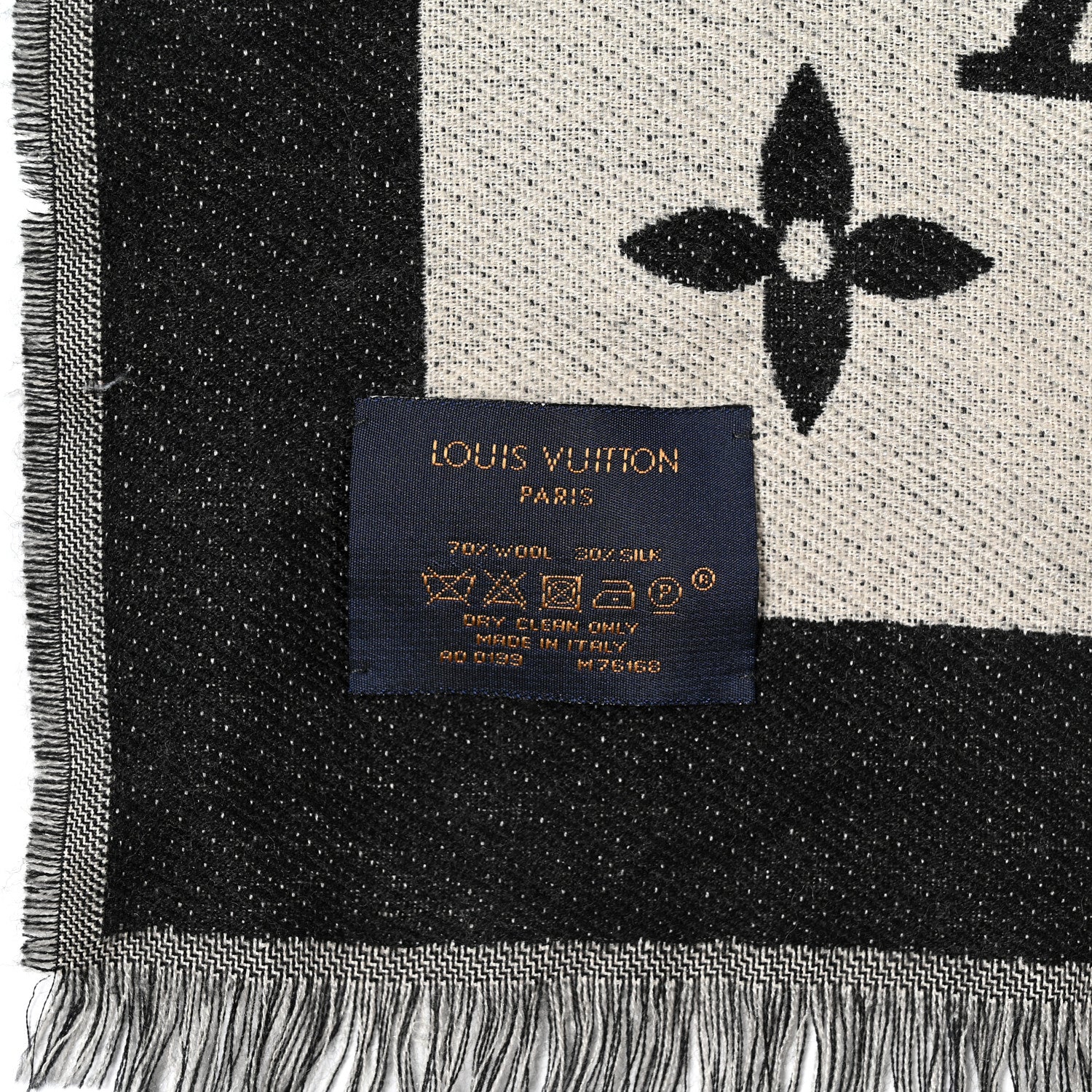 Louis Vuitton Silk Wool Monogram Miss LV Stole Black 4 of 6