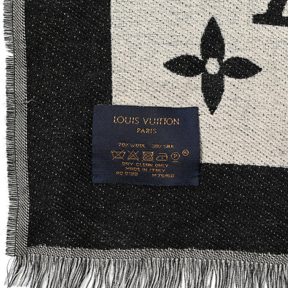 Louis Vuitton Silk Wool Monogram Miss LV Stole Black 4 of 6