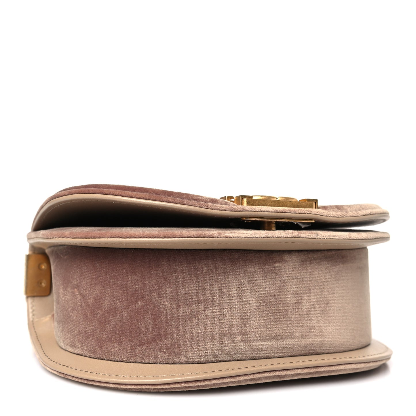 Velvet Quilted Small Boy Messenger Bag Beige