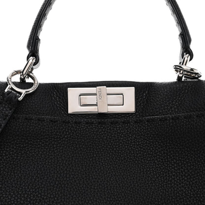 Fendi Cuoio Romano Selleria Bi-Color Medium Peekaboo Iconic Satchel Black Mou 9 of 12