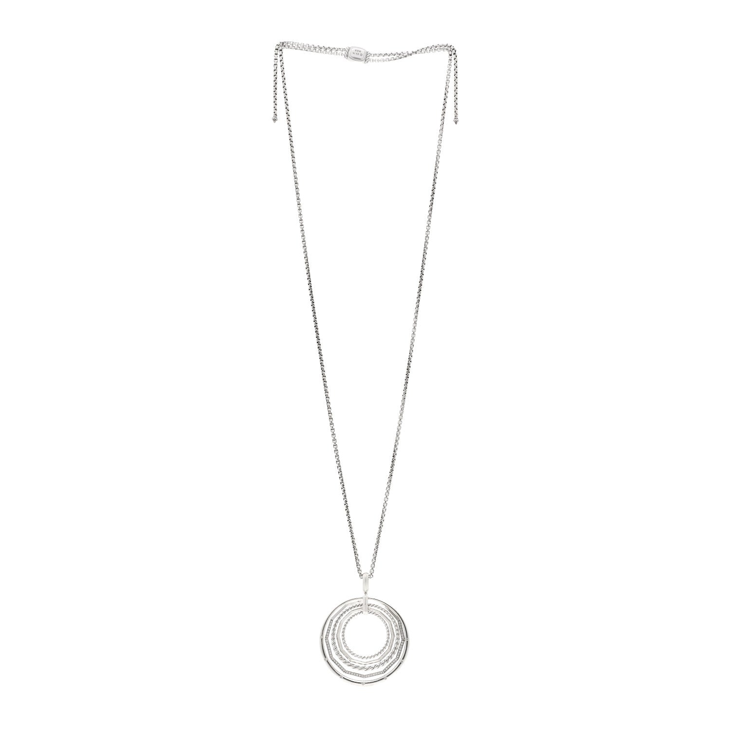David Yurman Sterling Silver Diamond Large Stax Pendant Necklace 3 of 4