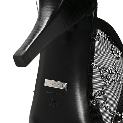 Gucci Tela Retino Kid Scamosciato Crystal GG Monogram Square G 95mm Slide Sandals 35 Black 7 of 8