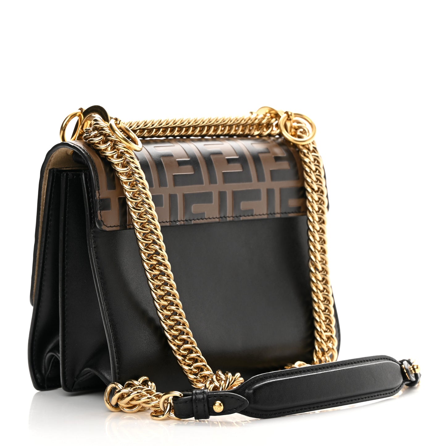 Vitello Liberty Bi-Color FF 1974 Embossed Small Kan I Shoulder Bag Black Maya