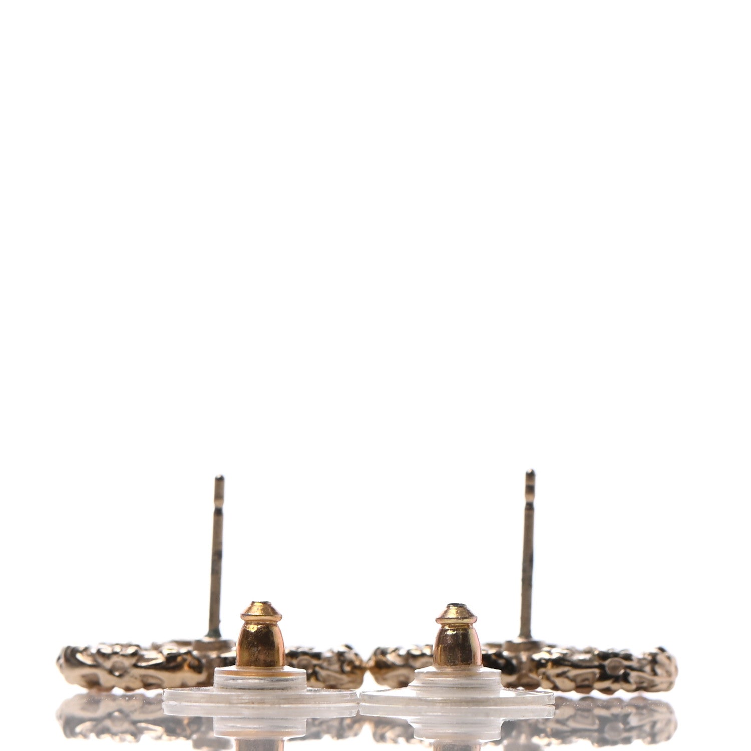 Chanel Crystal Enamel CC Earrings Gold Pink 3 of 4