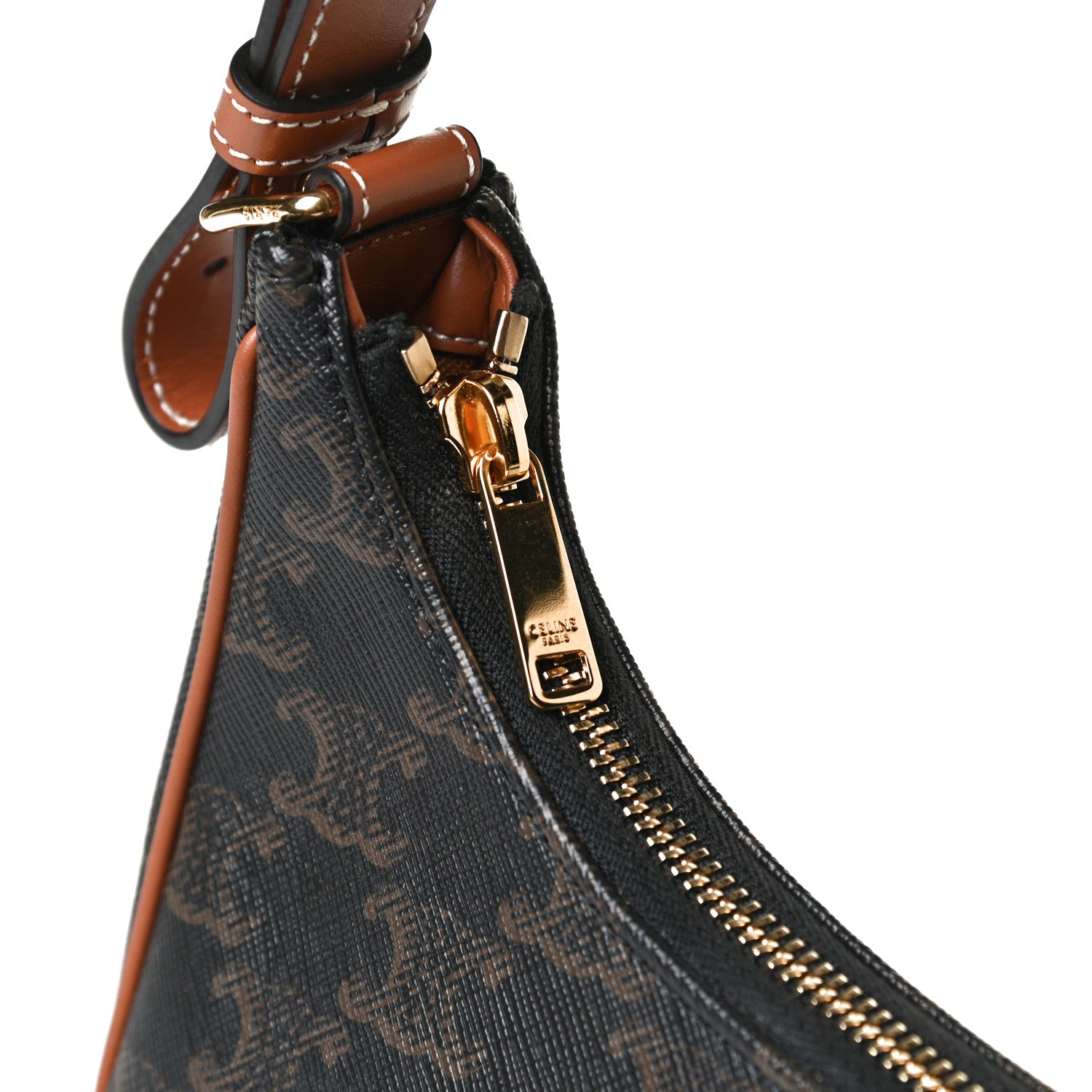 Celine Triomphe Canvas Calfskin Ava Shoulder Bag Tan 11 of 12