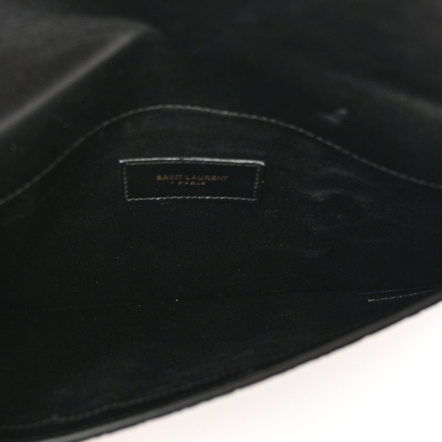Saint Laurent Calfskin Crocodile Embossed Uptown Monogram Clutch Black 5 of 7