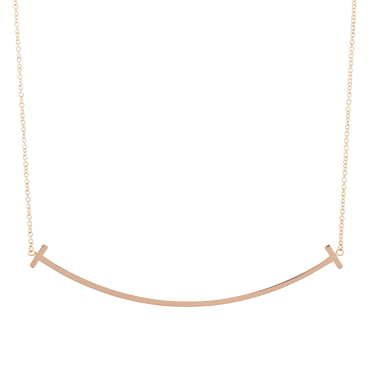 18K Yellow Gold Large T Smile Pendant Necklace