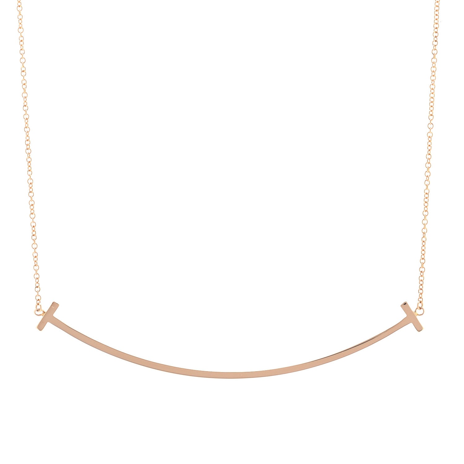 Tiffany 18K Yellow Gold Large T Smile Pendant Necklace 3 of 6