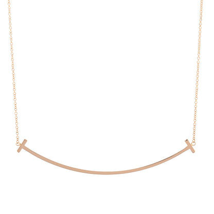 Tiffany 18K Yellow Gold Large T Smile Pendant Necklace 3 of 6