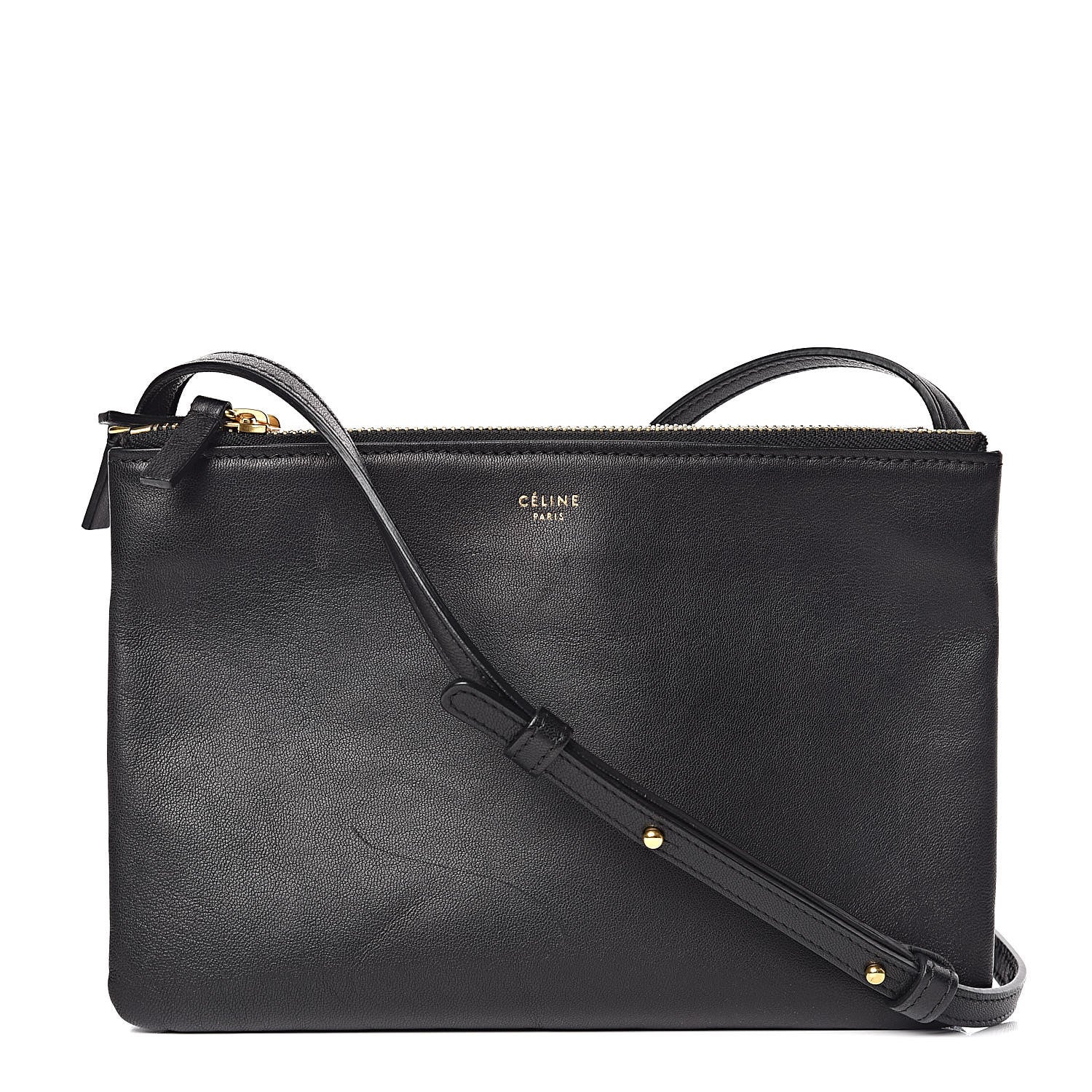 Celine Lambskin Small Trio Crossbody Bag Black 1 of 14