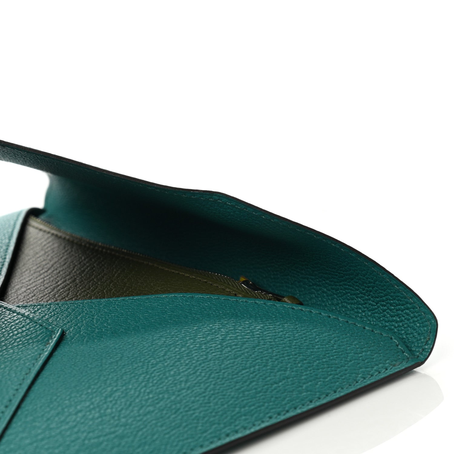 Hermes Chevre Mysore Envelope Trio Wallet Bleu Paon Lime Canopee 8 of 8