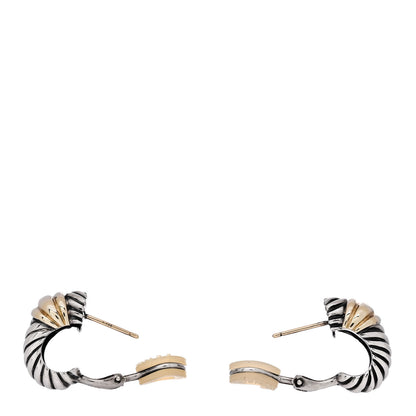David Yurman Sterling Silver 14K Gold Thoroughbred Shrimp Earrings 3 of 5