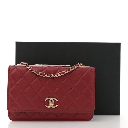 Chanel Lambskin Quilted Trendy CC Wallet On Chain WOC Red 14 of 14