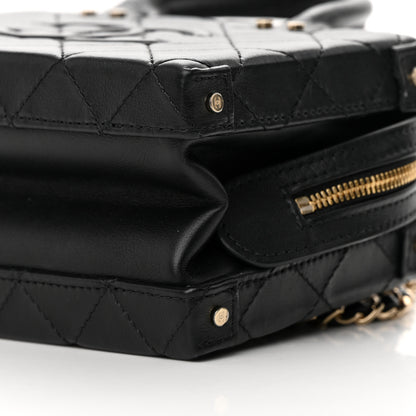 Chanel Calfskin Quilted Small Studded Square Vanity Case Black 10 of 12