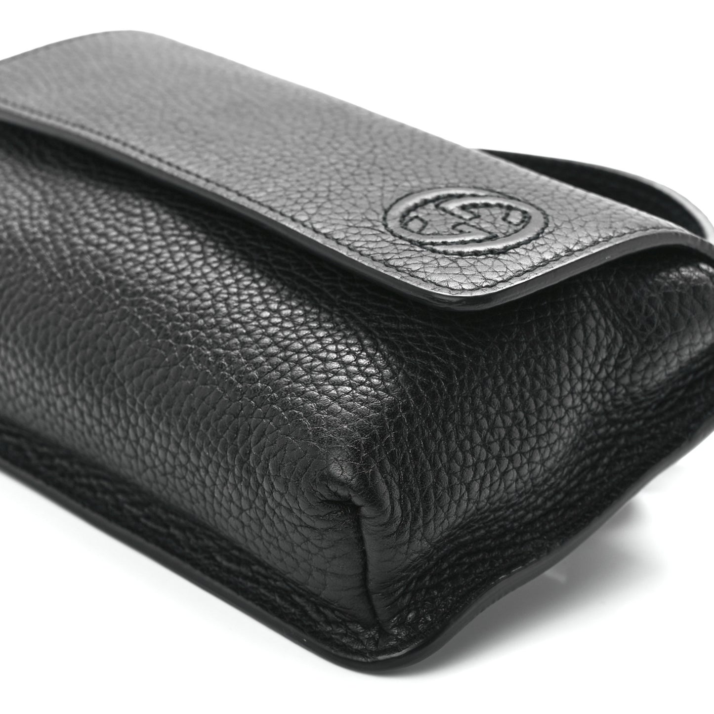 Pebbled Calfskin Soho Flap Belt Bag Black
