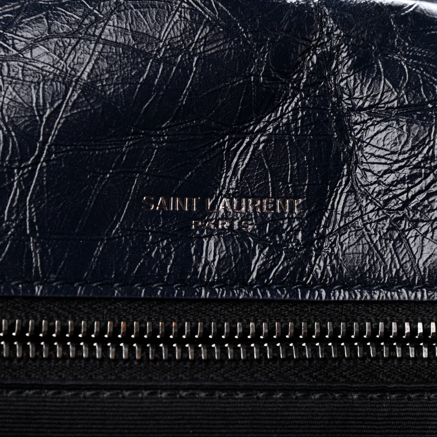 Crinkled Calfskin Matelasse Monogram Medium Niki Chain Satchel Deep Marine