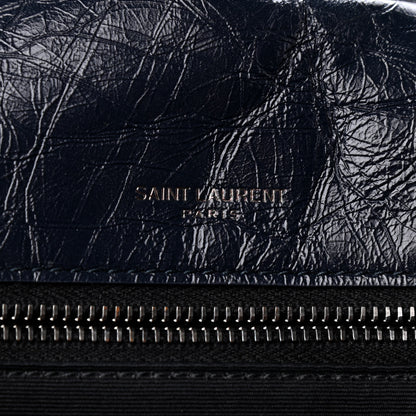 Saint Laurent Crinkled Calfskin Matelasse Monogram Medium Niki Chain Satchel Deep Marine 7 of 9