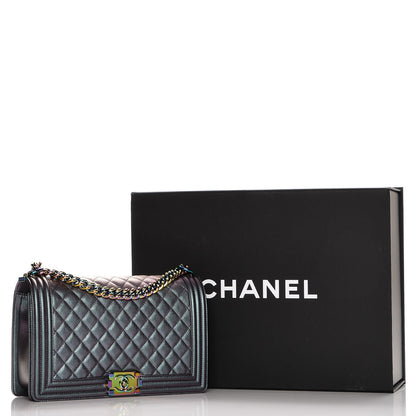 Chanel Iridescent Goatskin Quilted New Medium Boy Flap Purple 2 of 8