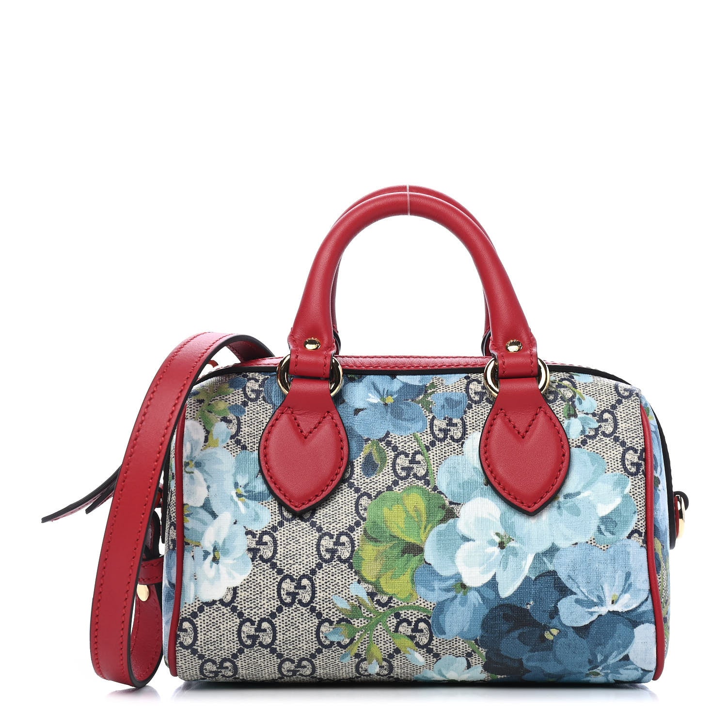 Gucci GG Supreme Monogram Blooms Mini Boston Navy Blue Hibiscus 1 of 8