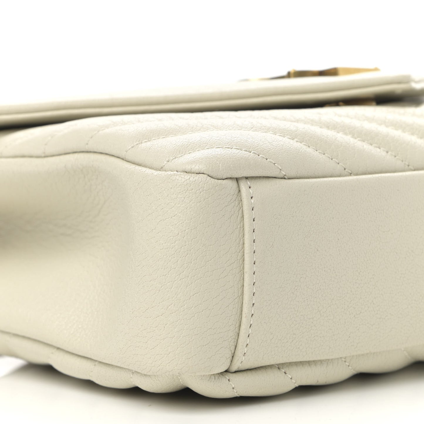 Sheepskin Matelasse Chevron Monogram Medium College Bag Vintage Blanc