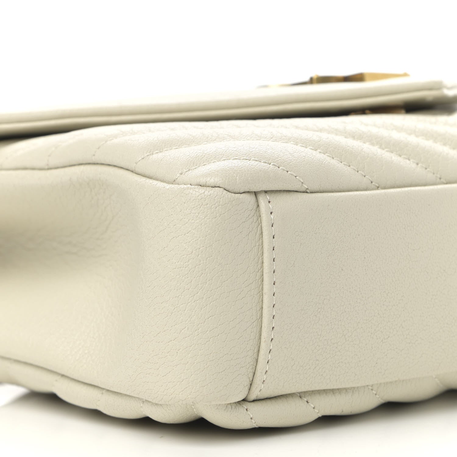 Saint Laurent Sheepskin Matelasse Chevron Monogram Medium College Bag Vintage Blanc 10 of 13