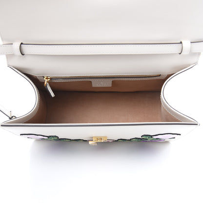 Gucci Calfskin Embroidered Medium Sylvie Top Handle Bag White 5 of 11