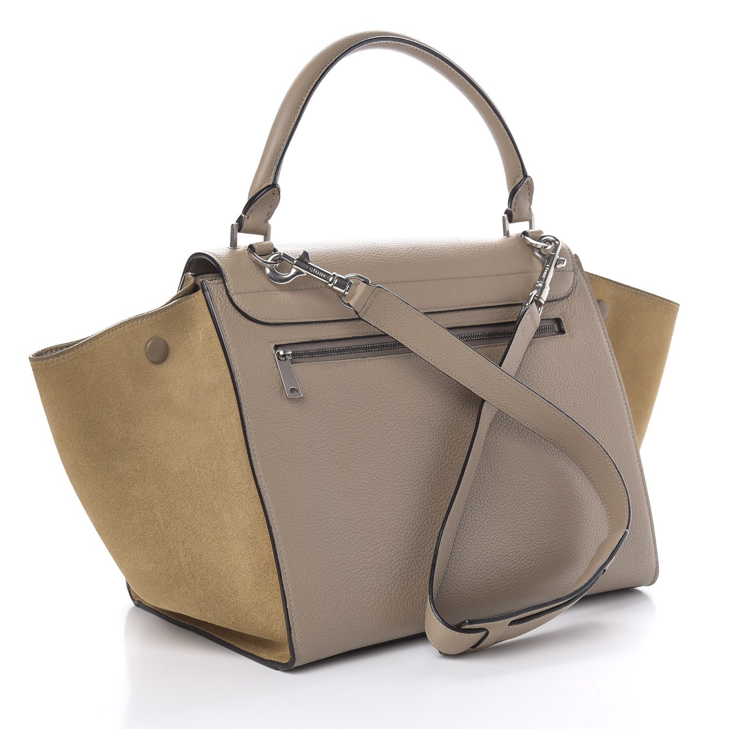 Celine Drummed Calfskin Suede Medium Trapeze Dune 4 of 10