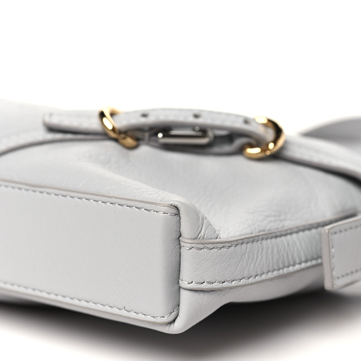 Tumbled Calfskin Mini Voyou Boyfriend Party Bag Light Grey