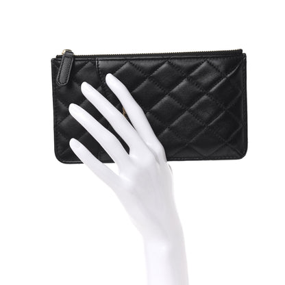 Chanel Lambskin Quilted Classic Flat Wallet Pouch Black 2 of 8