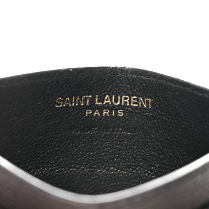 Saint Laurent Grain De Poudre Matelasse Chevron Monogram Credit Card Case Black 6 of 8
