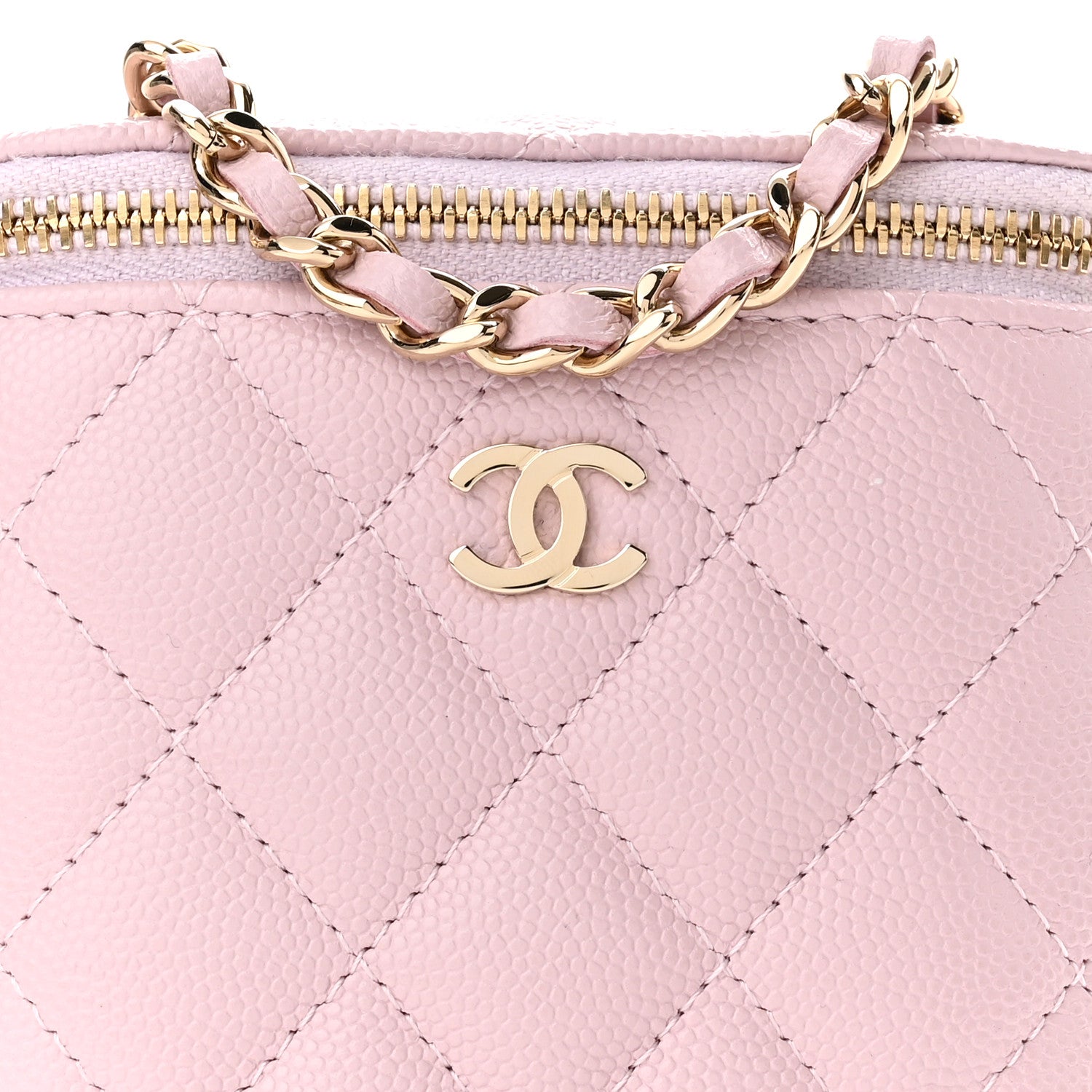 Chanel Caviar Quilted Vertical Coco Beauty Vanity Case With Chain Pale Pink 7 of 11