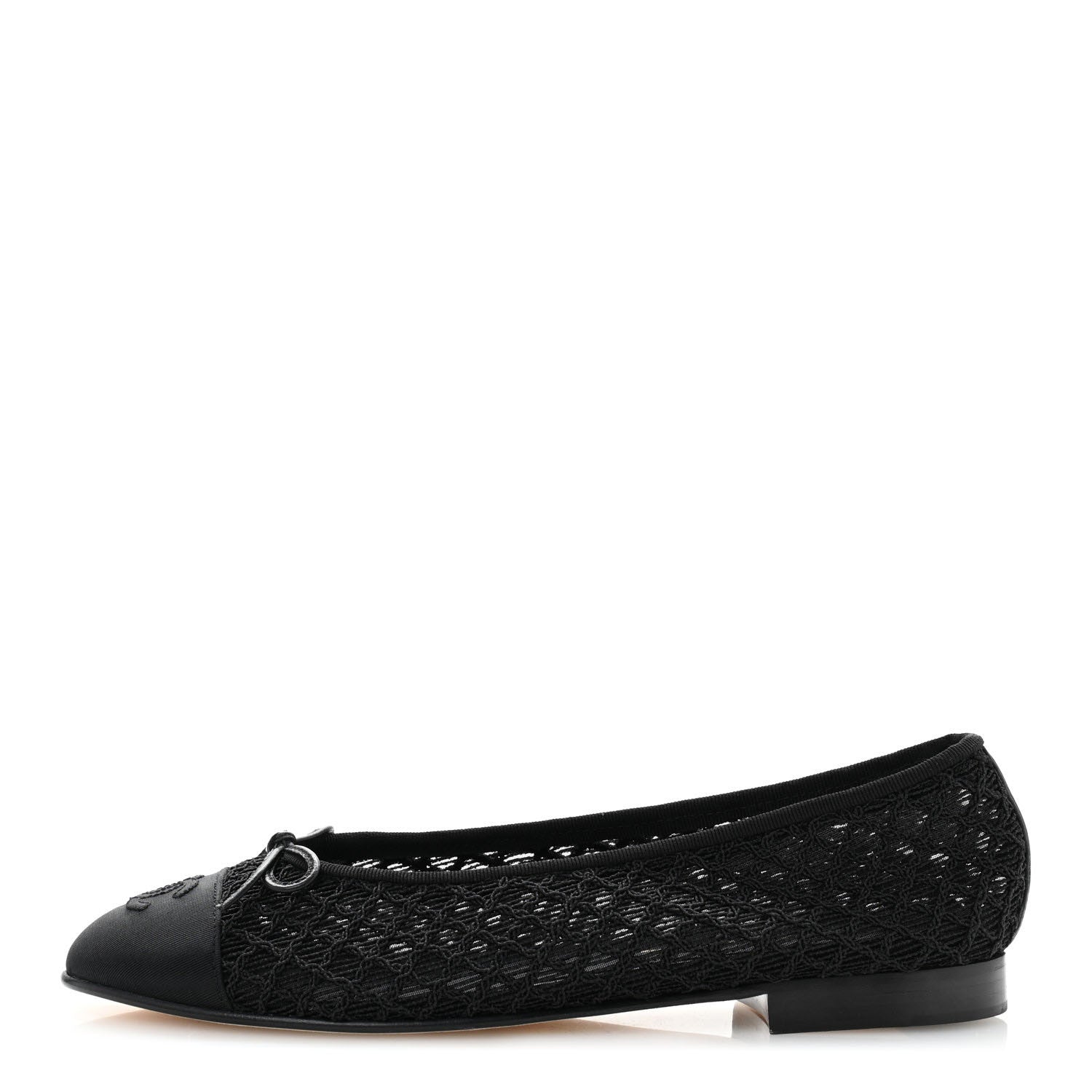 Chanel Embroidered Grosgrain Cap Toe Ballerina Flats 39 Black 1 of 8